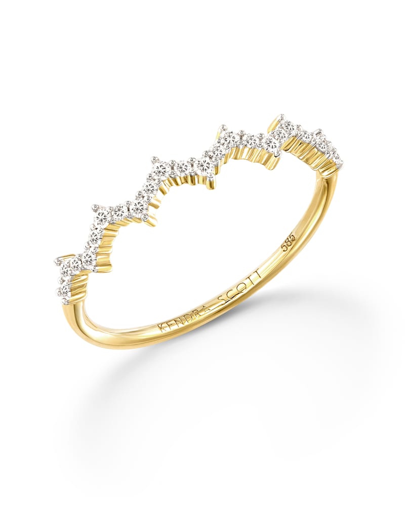 Finley 14k Yellow Gold Band Ring in White Diamond image number 3
